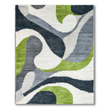 Modern Abstract Green Grey Geometric Area Rug