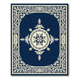 Blue and Teal Elegant Navy Ornate Floral Medallion Rug
