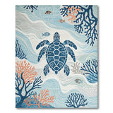 Blue Sea Turtle Coastal Area Rug