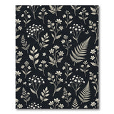 Vintage Cream Fern Wildflower Black Area Rug