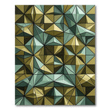 Teal Gold Faceted Geometric Area Rug