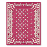 Ornate Pink Persian Rug with Geometric Motifs
