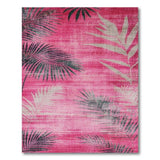 Pink Palm Frond Distressed Vintage Area Rug