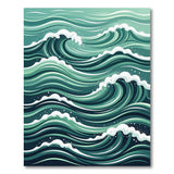 Coastal Beach Blue and Teal Ocean Waves Area Rug