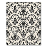 Elegant Black Damask Floral Black and White Area Rug