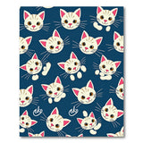 Playful Cartoon Kittens Navy Blue Area Rug