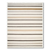 Neutral Striped Fringe Area Rug