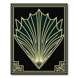 Art Deco Green Fan Geometric Area Rug