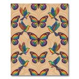 Rainbow Butterfly Bird Beige Area Rug