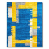 Modern Blue Yellow Geometric Abstract Area Rug