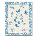 Vintage Blue Butterfly Line Art Area Rug