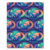 Neon World Map Abstract Area Rug