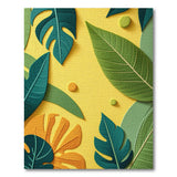 Vibrant Tropical Leaf Collage Yellow Area Rug
