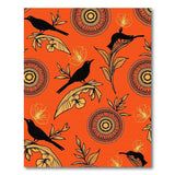 Vibrant Orange Tribal Birds Mandala Rug