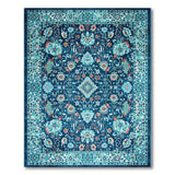 Traditional Persian Navy Teal Floral Persian Area Rug