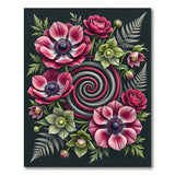 Pink Anemone Spiral Floral Area Rug