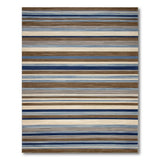 Modern Blue and Brown Striped Area Rug