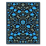 Blue Mushroom Floral Area Rug