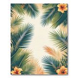 Tropical Palm Fronds Hibiscus Area Rug