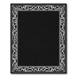 Ornate White Floral Border Black Area Rug