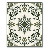 Beige and Neutral Ornate Green Floral Vintage Area Rug