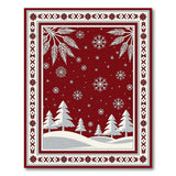 Red Winter Snowy Pines Flakes Area Rug