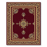 ODIKA Washable Vintage Ornate Burgundy Gold Rug - Low Pile Non-Slip Area Rug