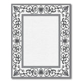 Ornate Black White Floral Frame Area Rug