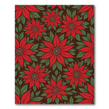 Floral Vintage Red Poinsettia Floral Area Rug