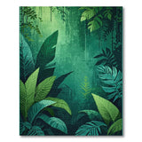 Lush Green Jungle Foliage Area Rug