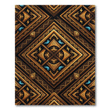 Gold Teal Geometric Heritage Tribal Rug