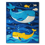 Playful Whale Ocean Kids Cartoon Rug