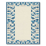 Coastal Blue Fish Border Area Rug