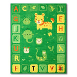 Green ABC Alphabet Kids Cartoon Rug with Animals