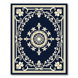 Navy Blue Traditional Persian Area Rug with Gold Medallion