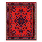 Red Traditional Persian Rug with Navy Floral Motifs
