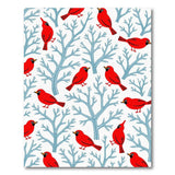 Playful Red Cardinal Birds on Blue Branches Rug