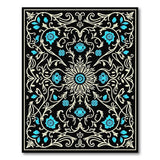 Traditional Persian Teal Floral Medallion Persian Area Rug