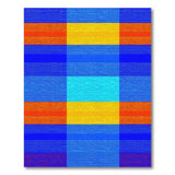 Vibrant Blue Orange Plaid Geometric Area Rug