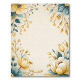 Yellow Peony Teal Leaf Floral Vintage Rug