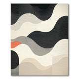 Black and White Abstract Wavy Black White Area Rug