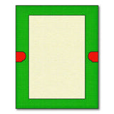 Green Border Area Rug with Red Accents