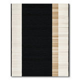 Modern Black Ivory Tan Striped Area Rug