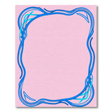 Pink Field with Blue Wave Border Area Rug