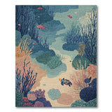 Teal Coral Reef Sea Turtle Area Rug