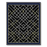 Navy Geometric Lattice Area Rug with Gold Accents