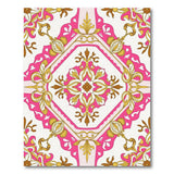 Opulent Pink Gold Floral Baroque Rug