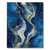 Abstract Navy Blue Gold Wave Area Rug