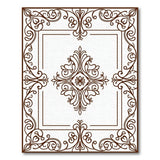 Ornate Floral Frame Brown Area Rug