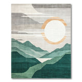 Geometric Green Mountain Sunrise Rug